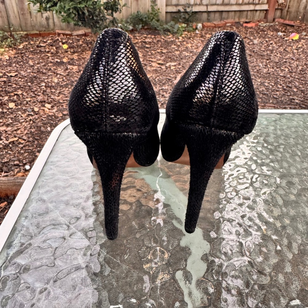 Bcbgeneration Black Snakeskin Embossed Platform P… - image 3